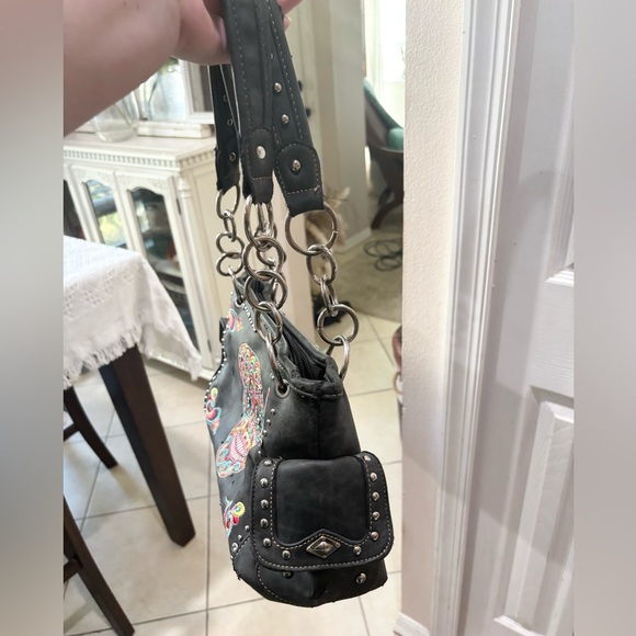 Montana West Skull Multicolored Rhinestone Shoulder Bag - Picture 3 of 10